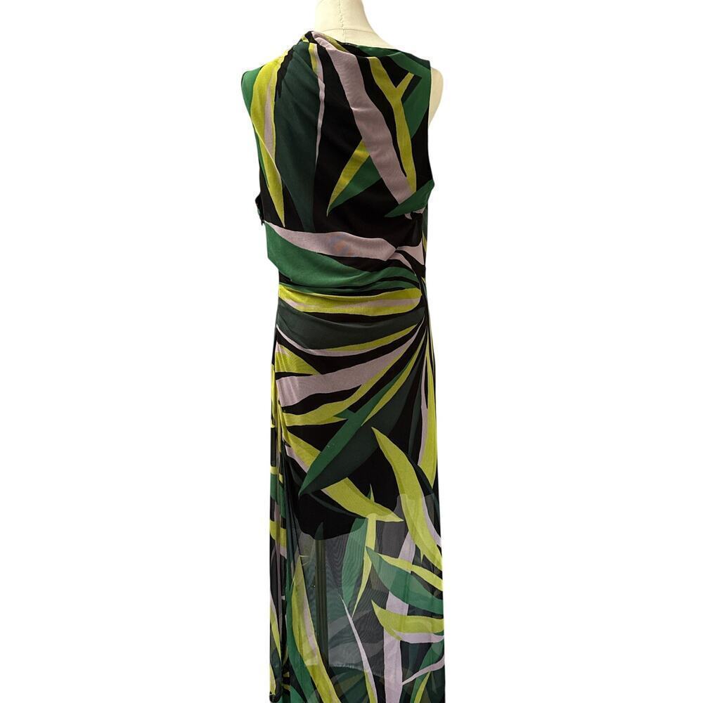 Women’s Donna Morgan Green & Lime Long Bodycon Cocktail Dress Sz 14 - Picture 3 of 4